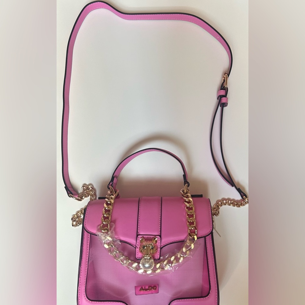 Aldo Pink Crossbody Bag with Gold Chain